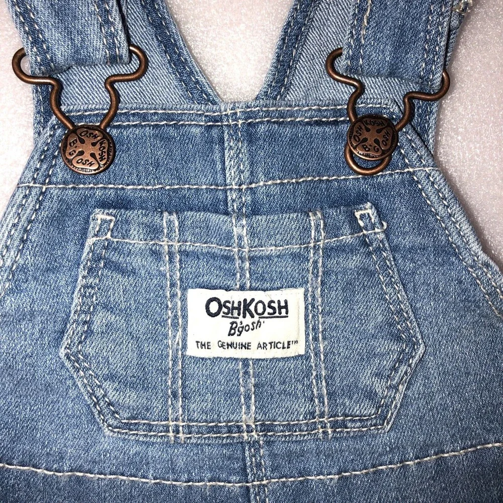 Oshkosh Baby Girl Floral Print Denim‎ Jumper Overall Dress Size 6 Months NEW